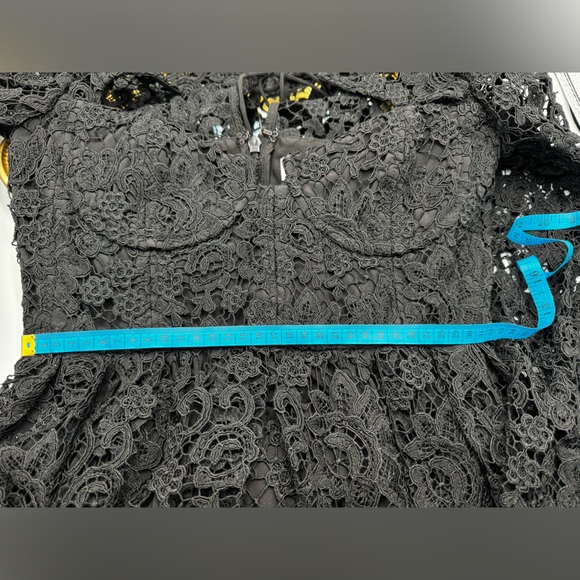 🆕 SELF-PORTRAIT 🧿 BNWOT Black Lace Tie-Neck Minidress, Sz US 2 / UK 6 - Picture 15 of 16